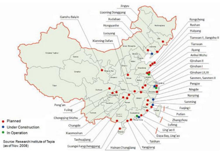 Ba nhà máy điện hạt nhân Trung Quốc nằm sát Việt Nam